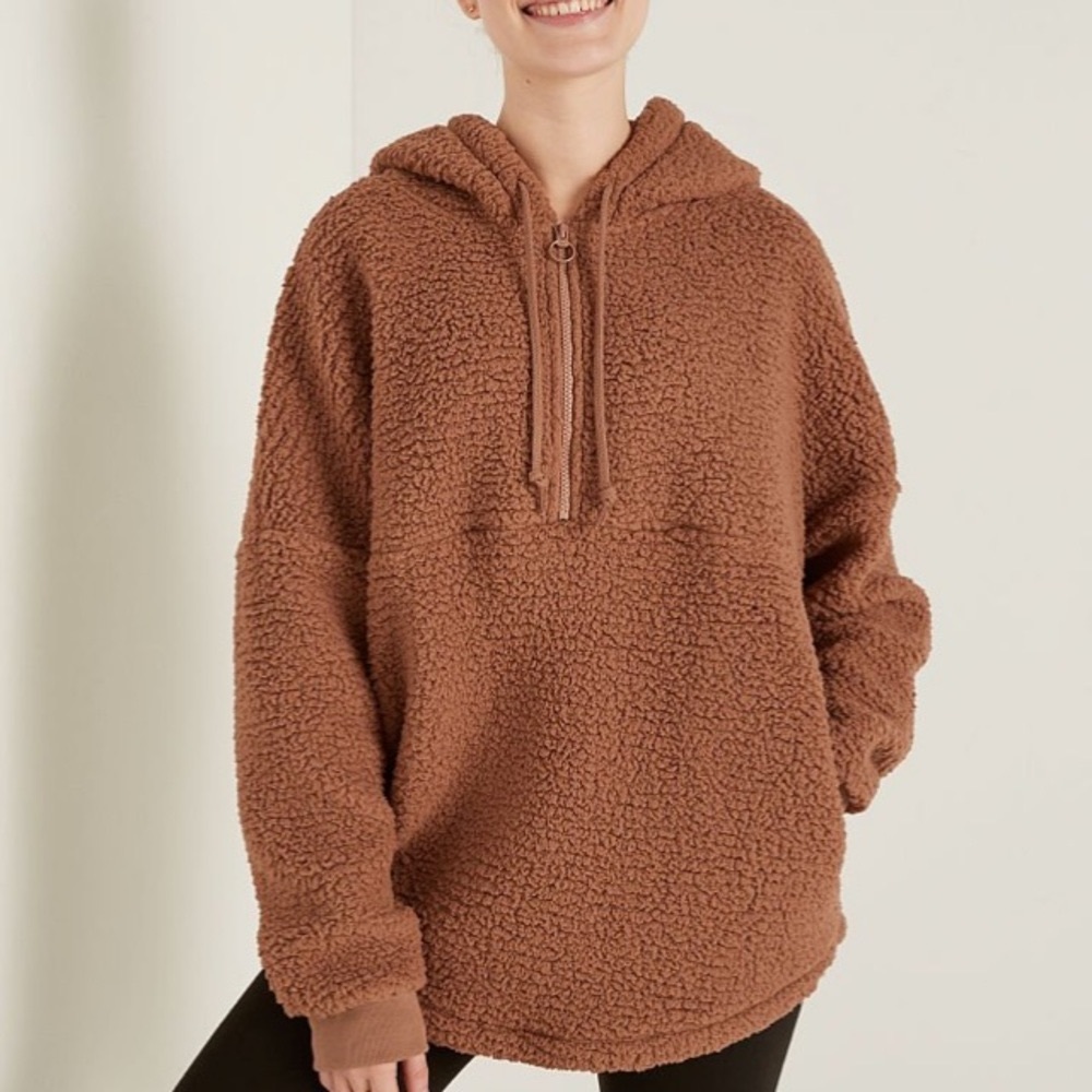 Pink Half zip Sherpa teddy pull over